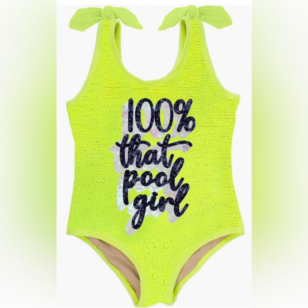 Girls' Neon Lime One-Piece Swimsuit - 100% That Pool Girl
